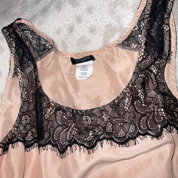 J.Crew nude black lace silk nylon tank top blouse. size 8. Cream tan - Picture 6 of 7